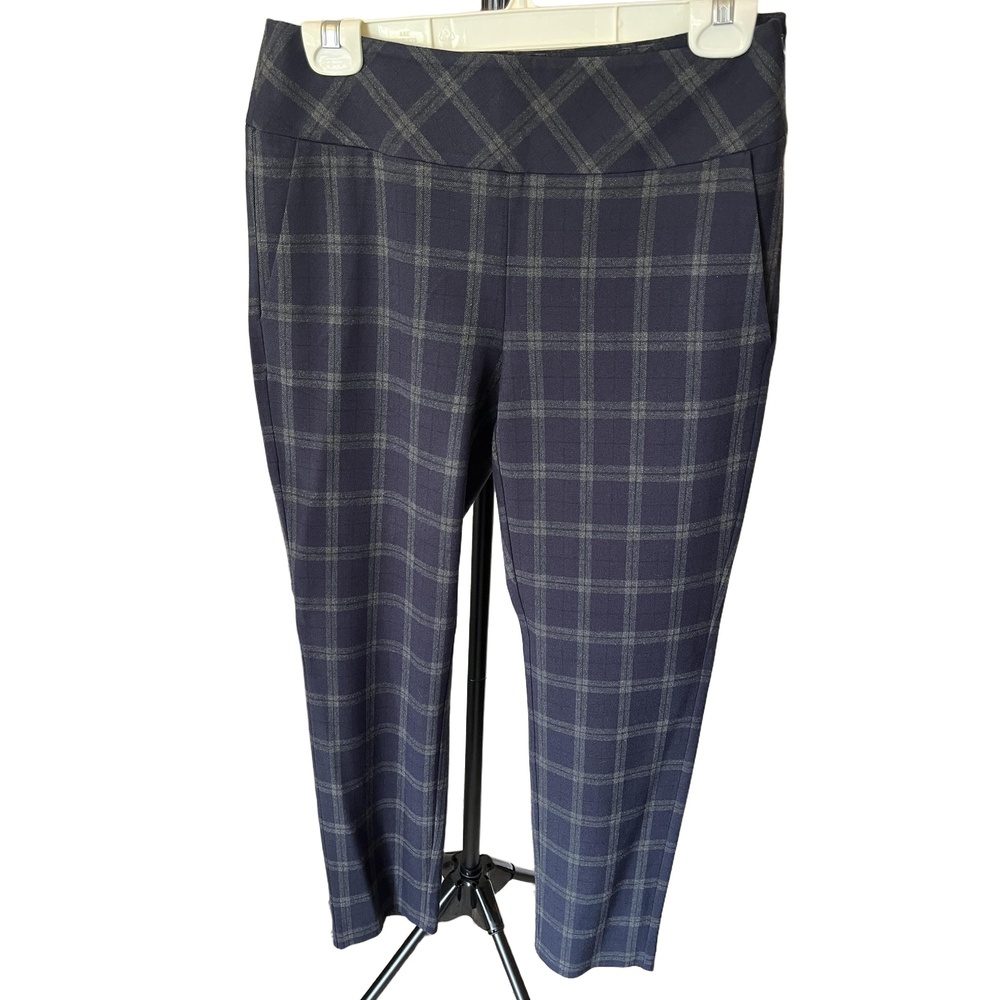 Cabi Womens Pants Size 4 Navy Grey Plaid Business Casual Back Pockets Modern